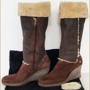 Ugg SANDRA 5451 dark chocolate TALL wedge BOOTS